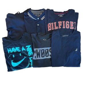 Men's Bundle Of 6 Shirts Tommy Hilfiger, Nike, Nautica Size Large